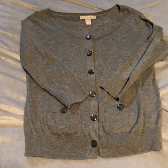 Banana Republic Factory Gray 3/4 Sleeve Cardigan - Picture 1 of 4